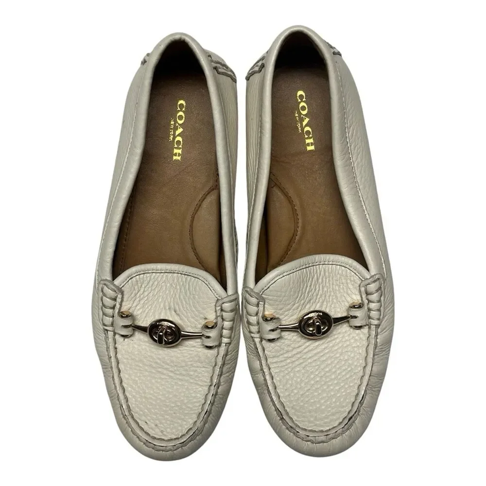 Coach White Leather Arlene Loafer Flats Size 8
